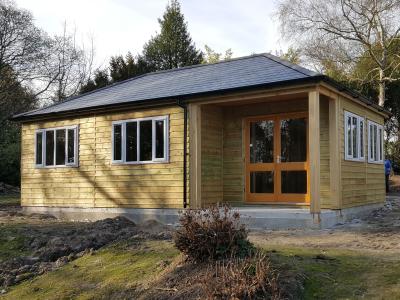 Pic 43. 9.0m x 4.8m Studio with fully hipped natural slate roof and recessed porch